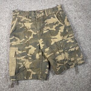 Jordan Craig Mens Camo Cargo Shorts Ripstop Cotton Green Brown Size 36